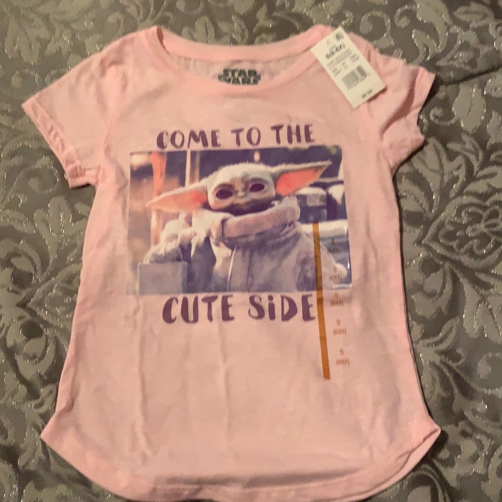 NWT girls 6/6x Star Wars Yoda pink shirt